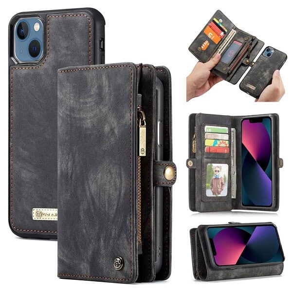 Apple iPhone 13 Mini Black Detachable Pouch Wallet Flip Case Cover Apple iPhone 13 Mini Black Detachable Pouch Wallet Flip Case Cover